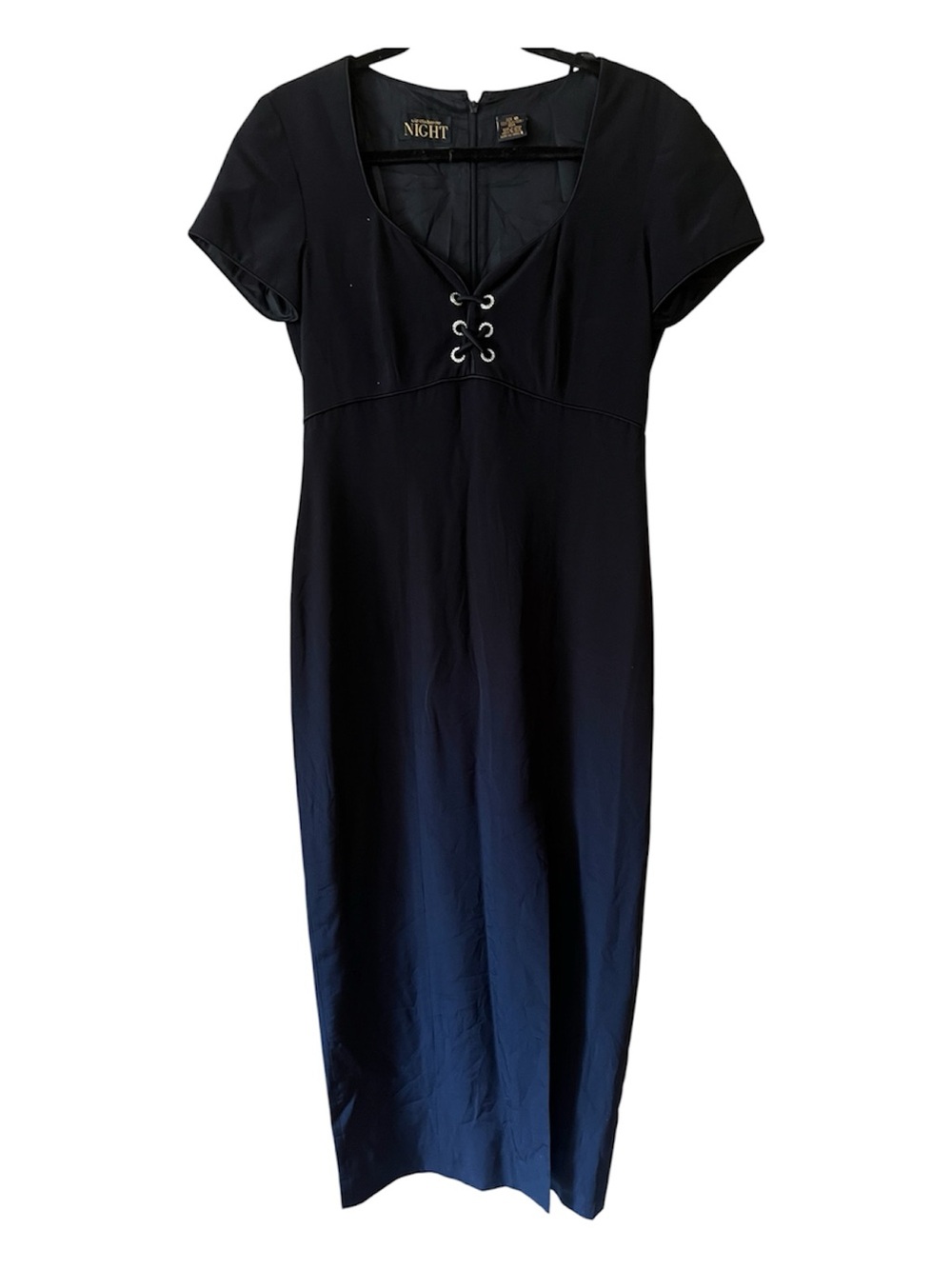 Vintage 100% Silk Liz Claiborne Black Lace-Up Midi-Maxi Dress 8